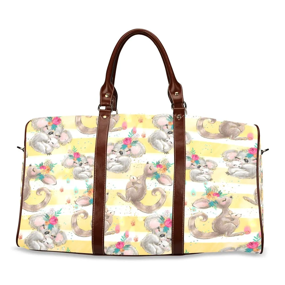 Australian Animals Koala & Kangaroo Candy Stripe Waterproof Travel Bag/Small (Model 1639)