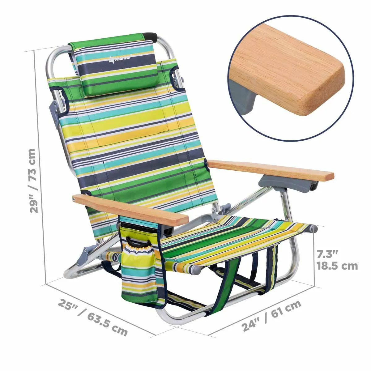 Backpack Beach Chair with Headrest