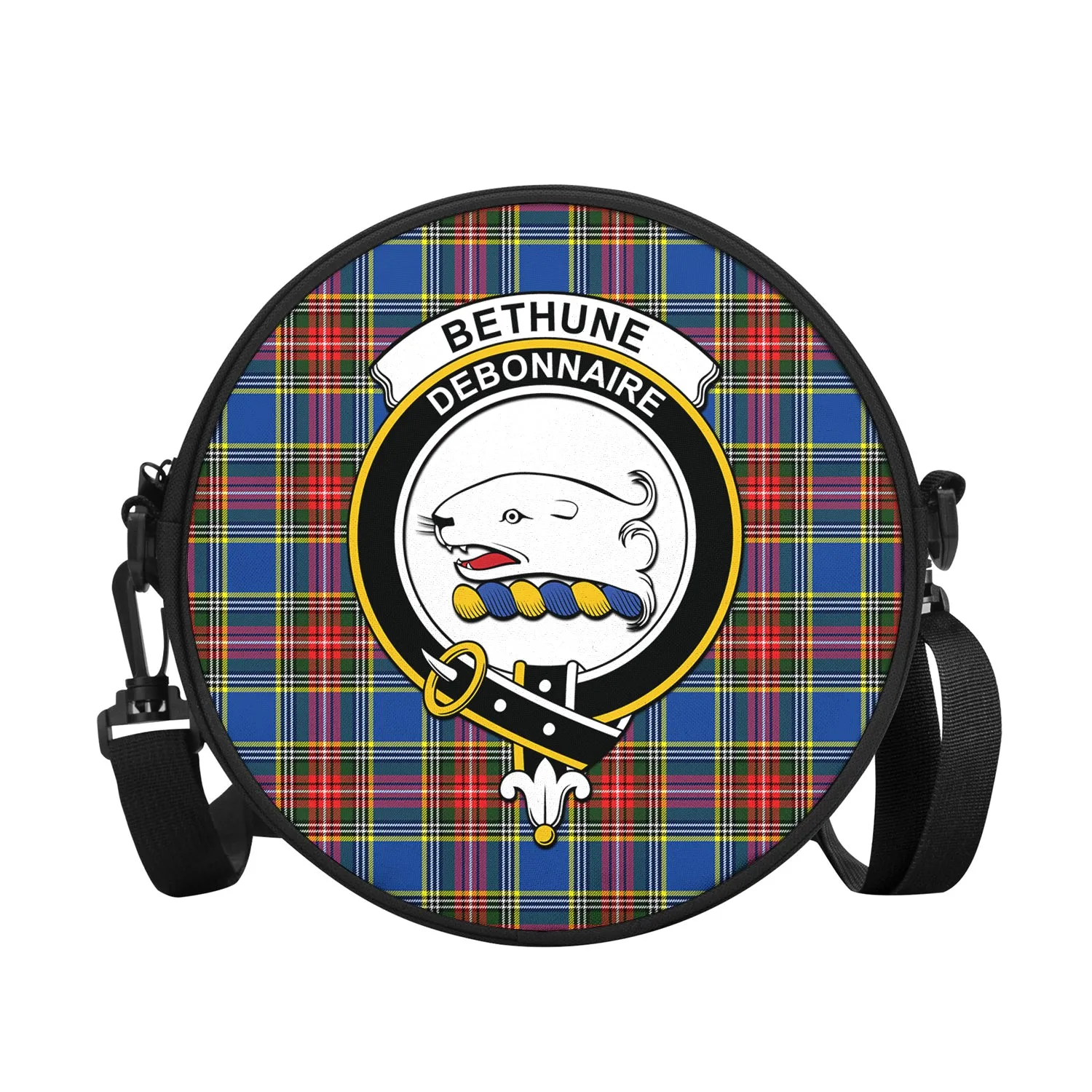 Bethune Tartan Round Satchel Bags with Family Crest