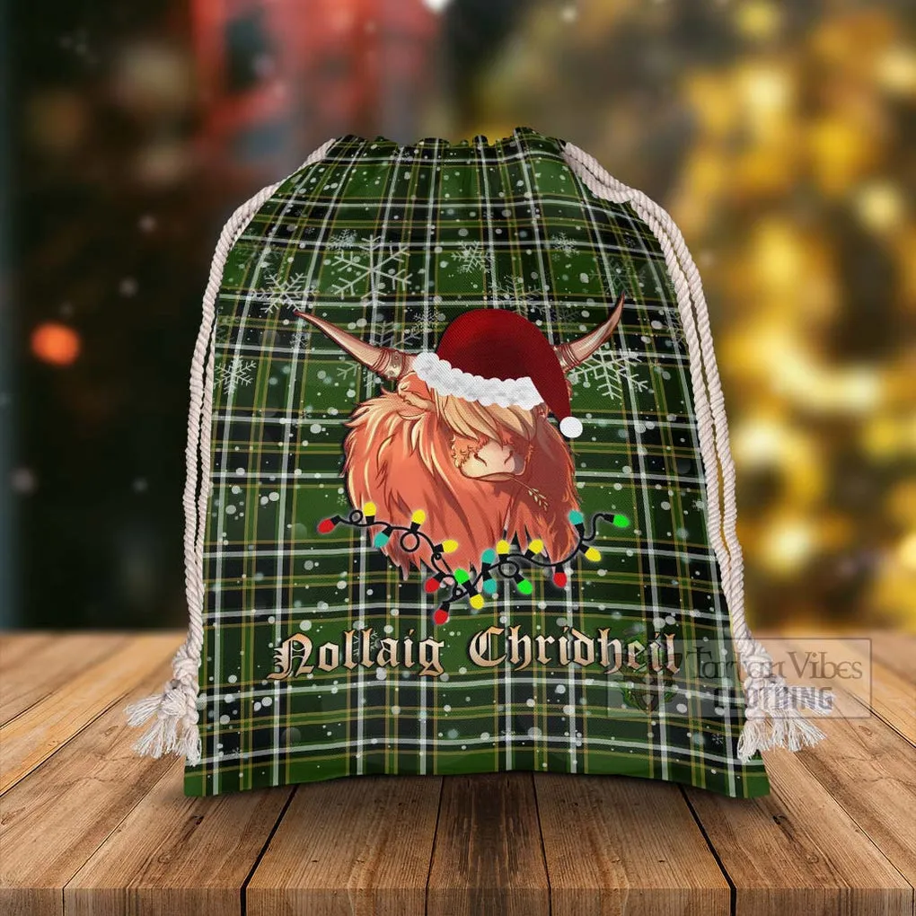 Birmingham Tartan Christmas Santa's Bag with Highland Cow