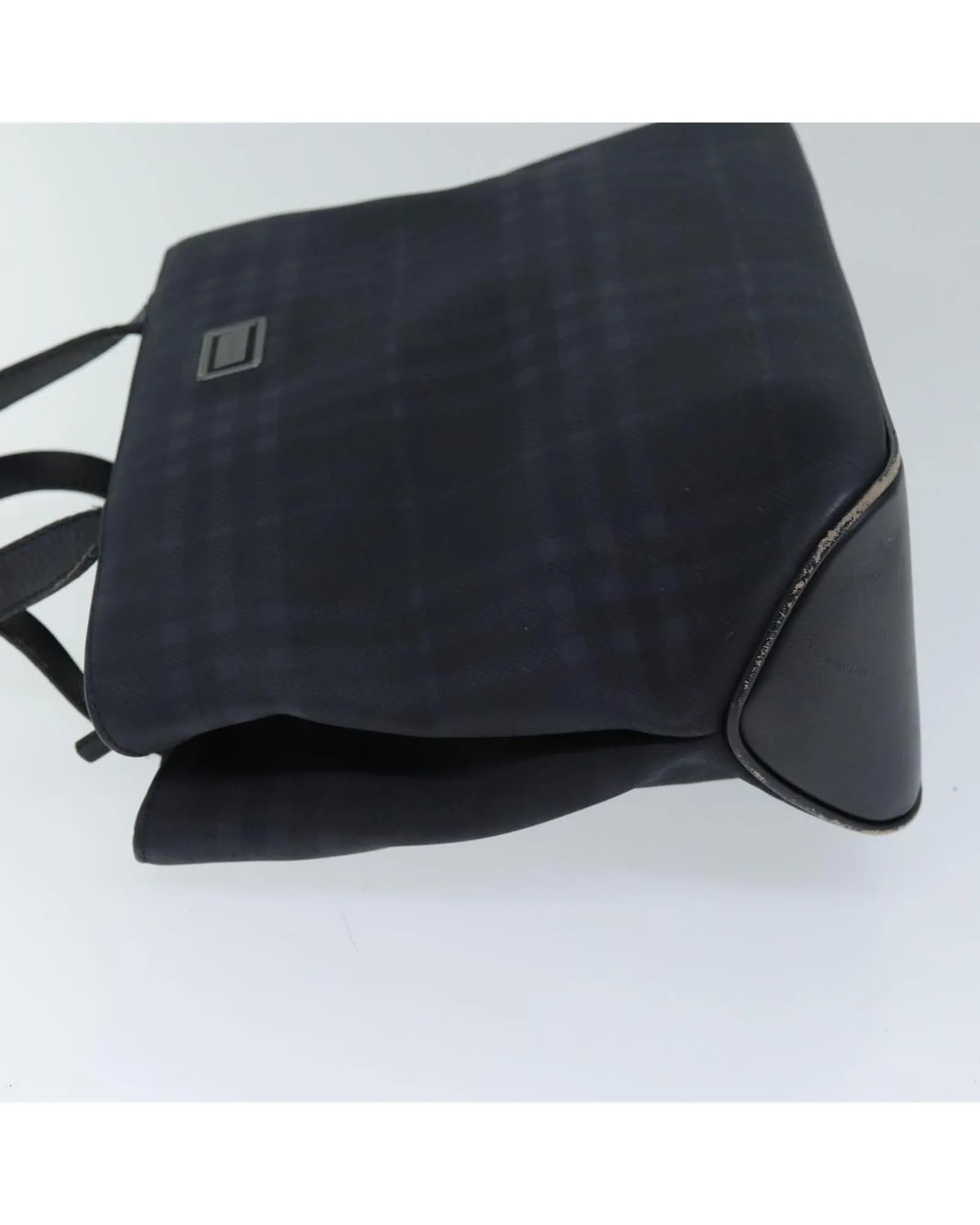 Black Nylon Hand Bag with Nova Check Pattern - Authentic (73147)