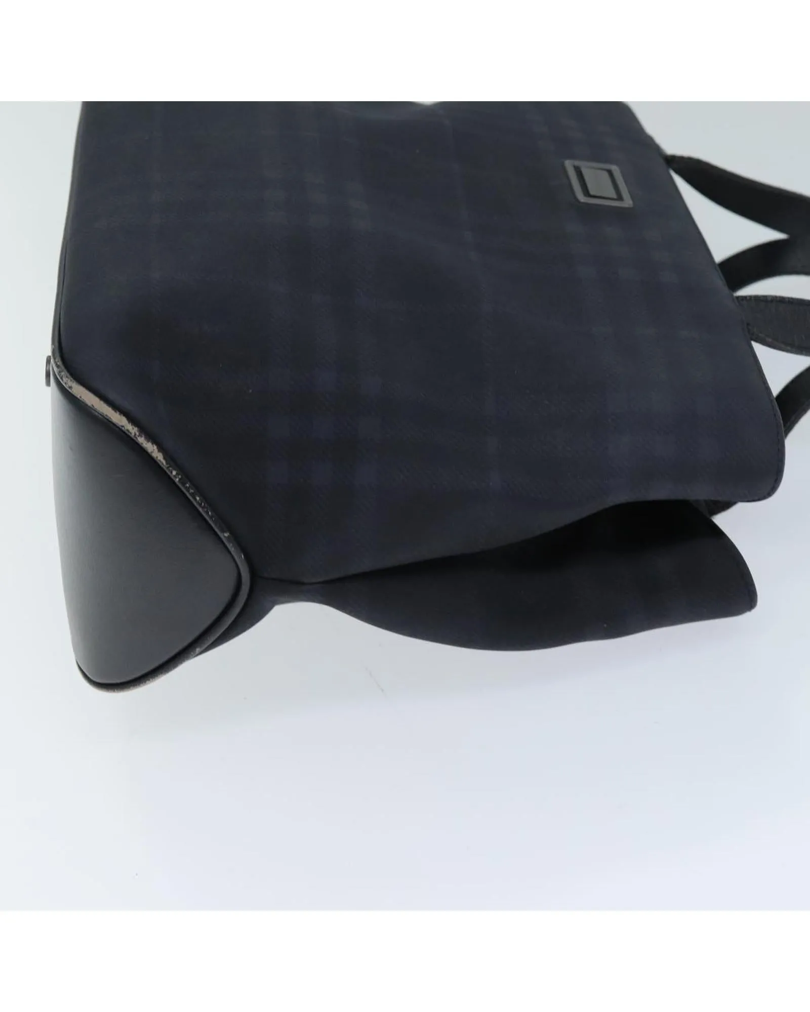 Black Nylon Hand Bag with Nova Check Pattern - Authentic (73147)