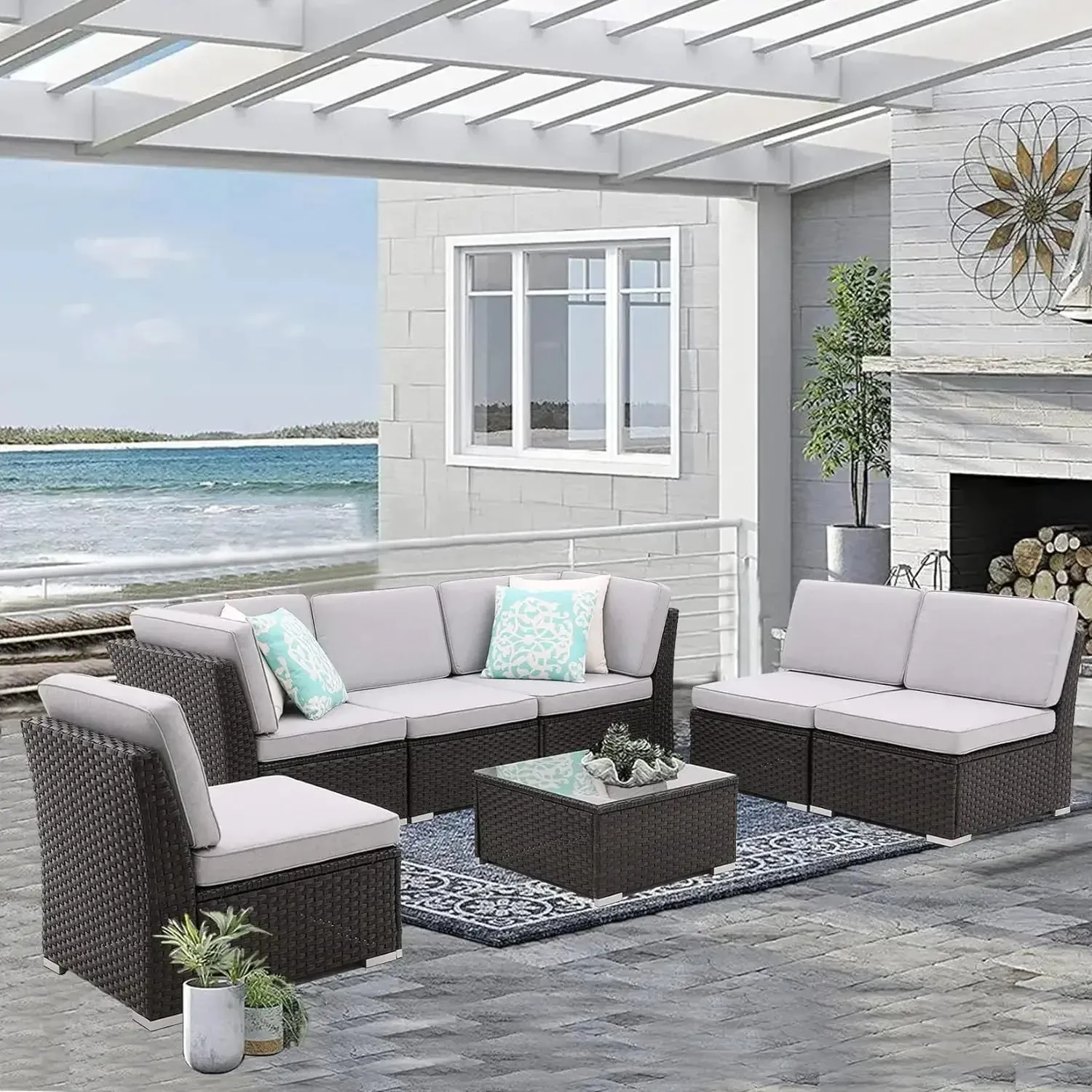 Breeze Patio Terrace Sofa Set with Padded Cushions