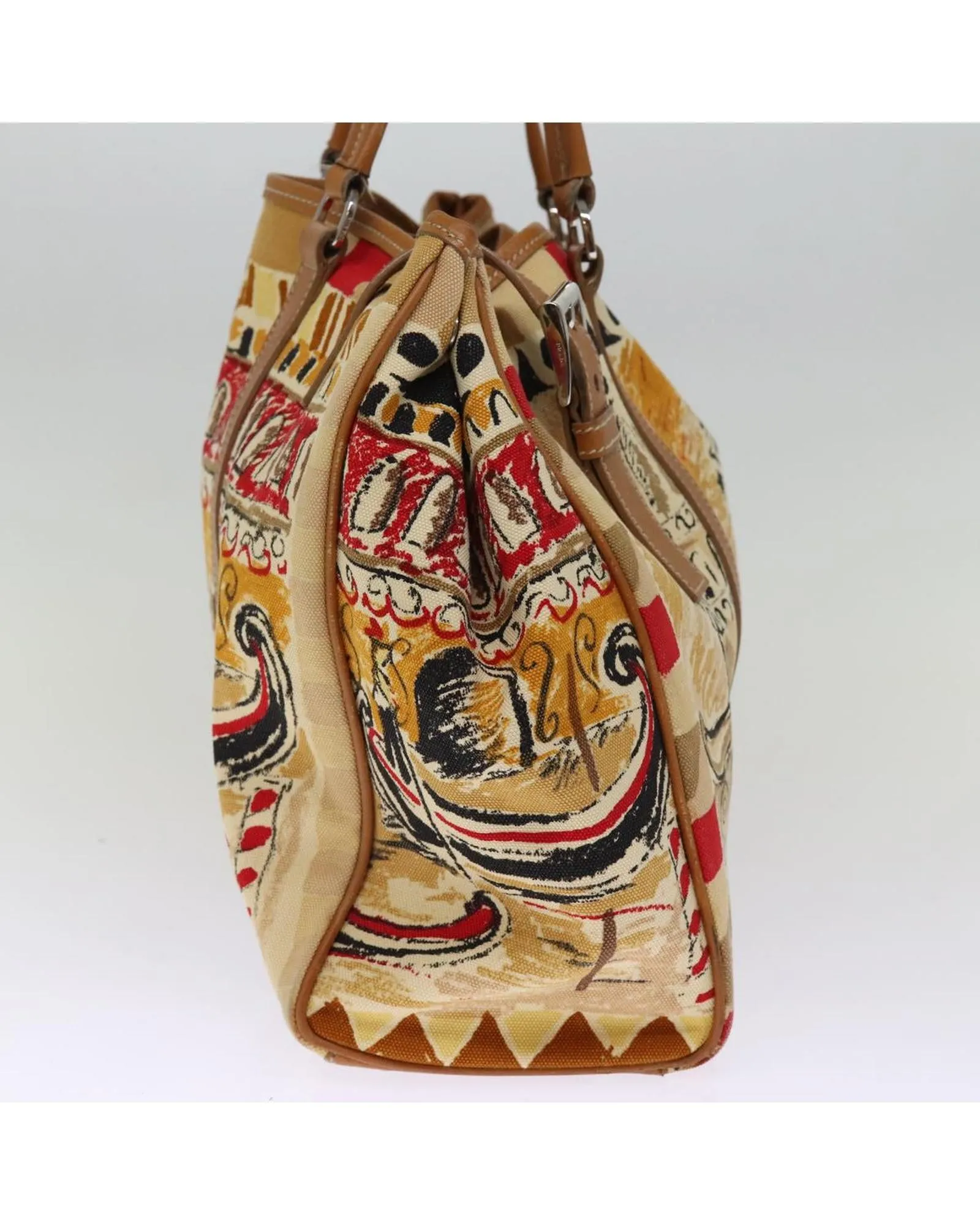 Canvas Beige Hand Bag with Pouch Accessory