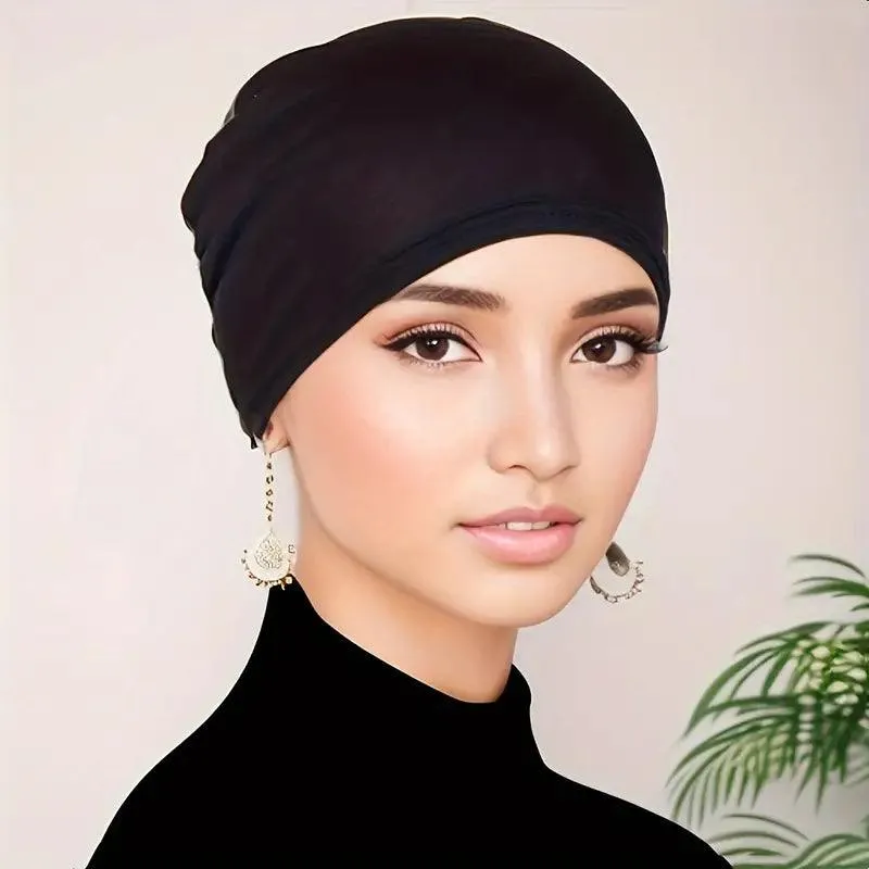 Classic Black Undercap Turban for Muslim Women