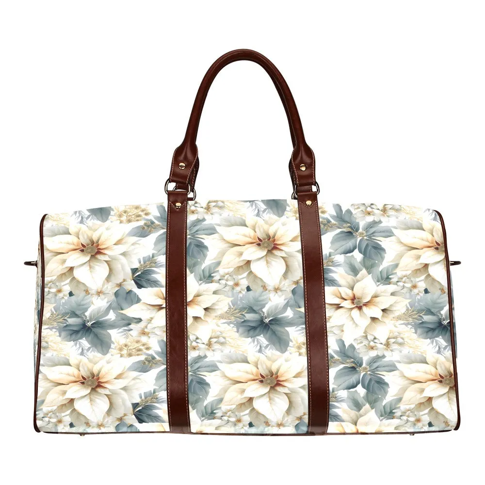 Cream Poinsettia Waterproof Travel Bag/Small (Model 1639)