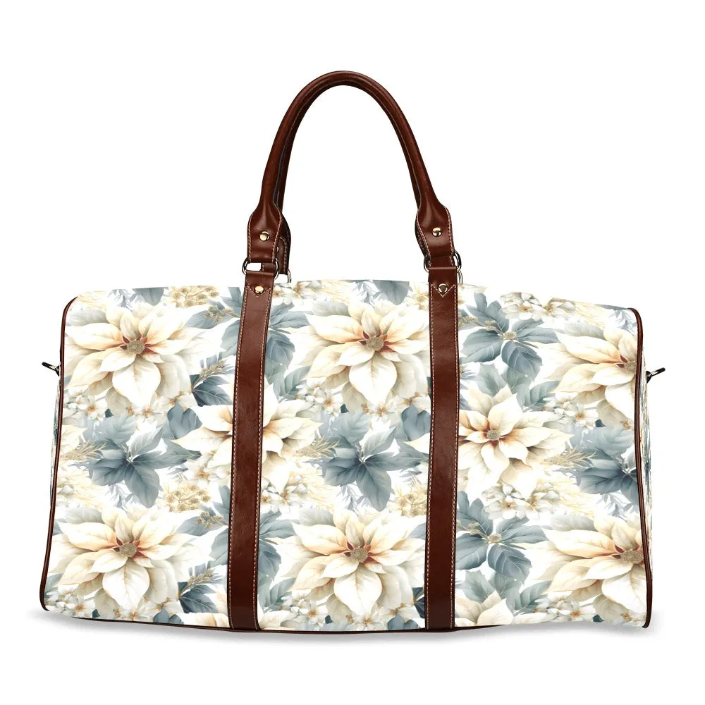 Cream Poinsettia Waterproof Travel Bag/Small (Model 1639)