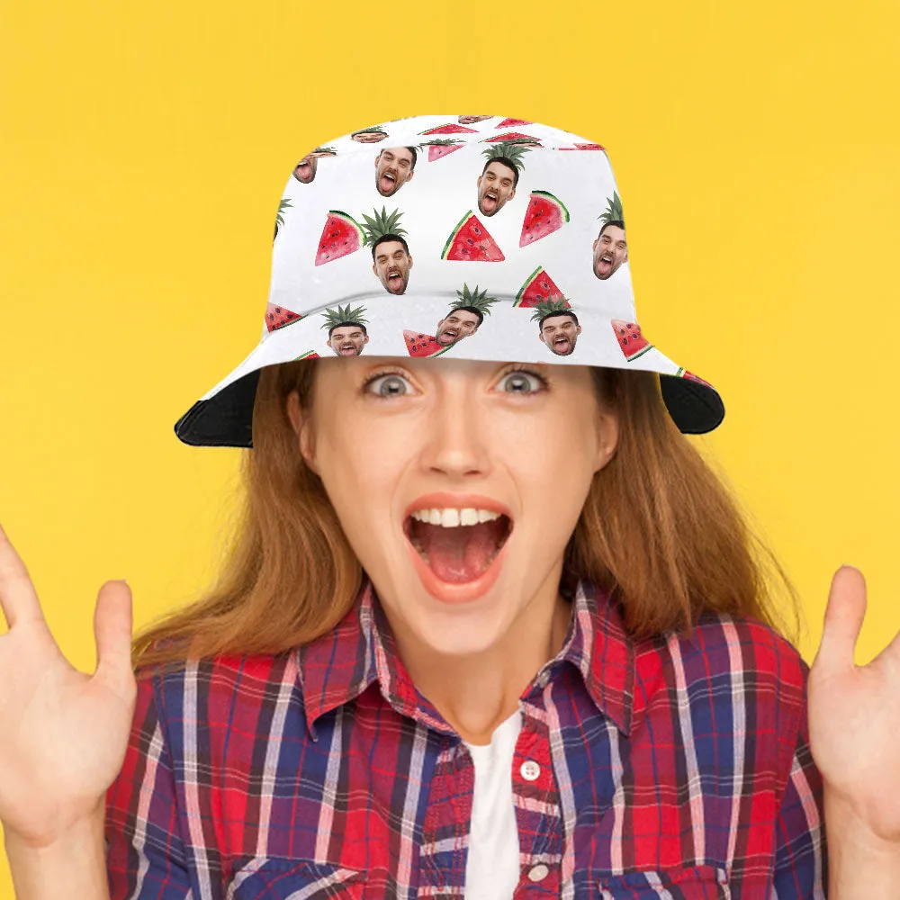 Custom Funny Bucket Hat Personalised Face Fruits Bucket Hat Summer Wide Brim Fisherman Hat Gifts