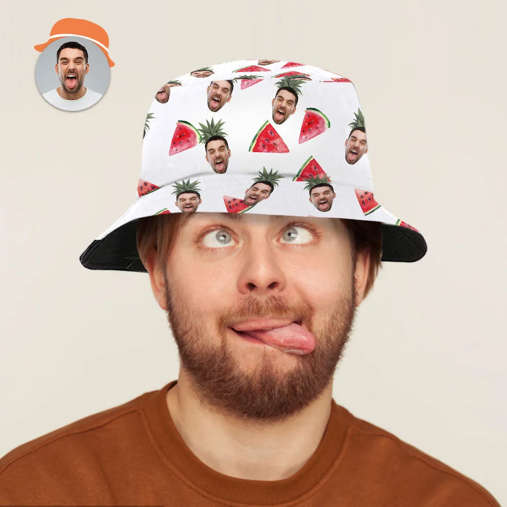 Custom Funny Bucket Hat Personalised Face Fruits Bucket Hat Summer Wide Brim Fisherman Hat Gifts