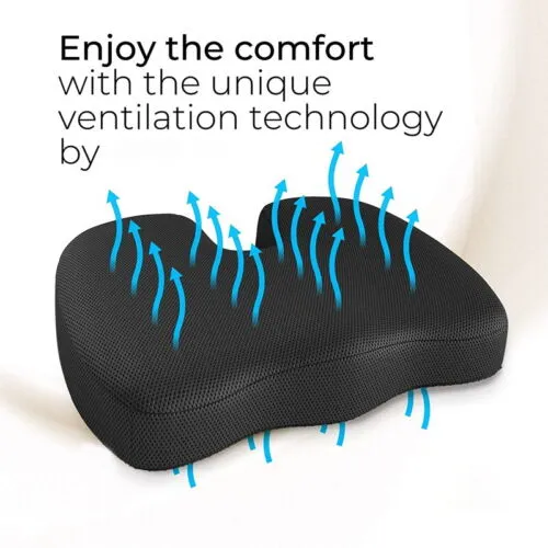 Ergonomic Memory Foam Coccyx Seat Cushion for Back Pain Relief