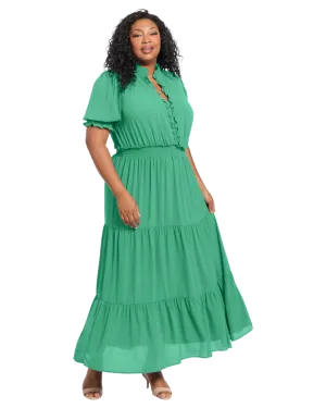 Eva Ruffle Sleeve Maxi Dress | Kelly Green