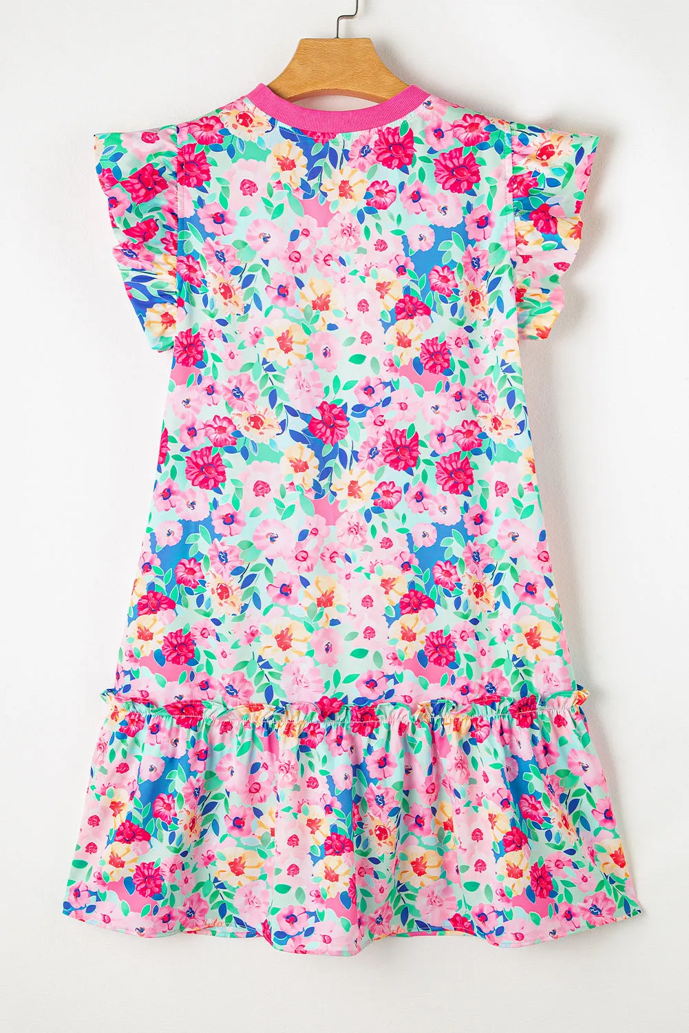 Floral Flutter Sleeve Ruffle Mini Dress