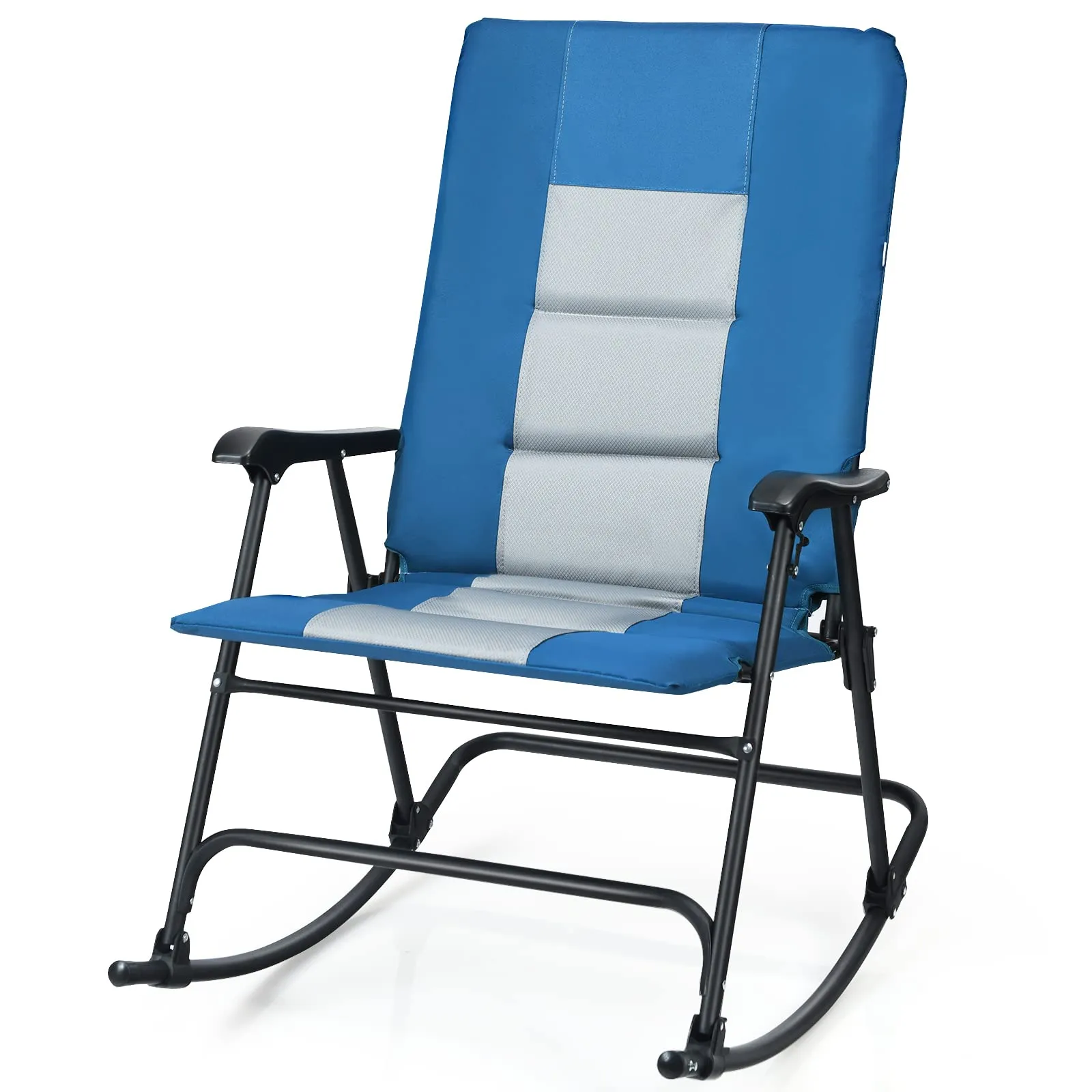 Folding Rocking Chair, Rocking Chair with Padded Seat High Back & Armrest, Support 350 lbs