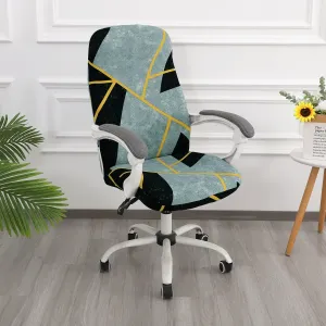 HOKIPO 140gsm Stretchable Office Chair Cover, Multicolor Abstract Geometry - Medium / Large