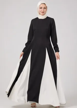 Ibtisam Monochrome Grace Maxi Dress with Flowing Panel Design