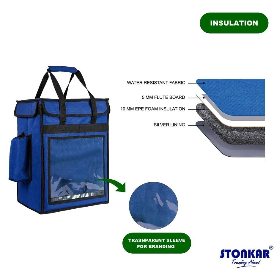 Insulated Delivery Bag | Thermal Bag for Hot and Cold Delivery | Size 18" Inch (Blue)