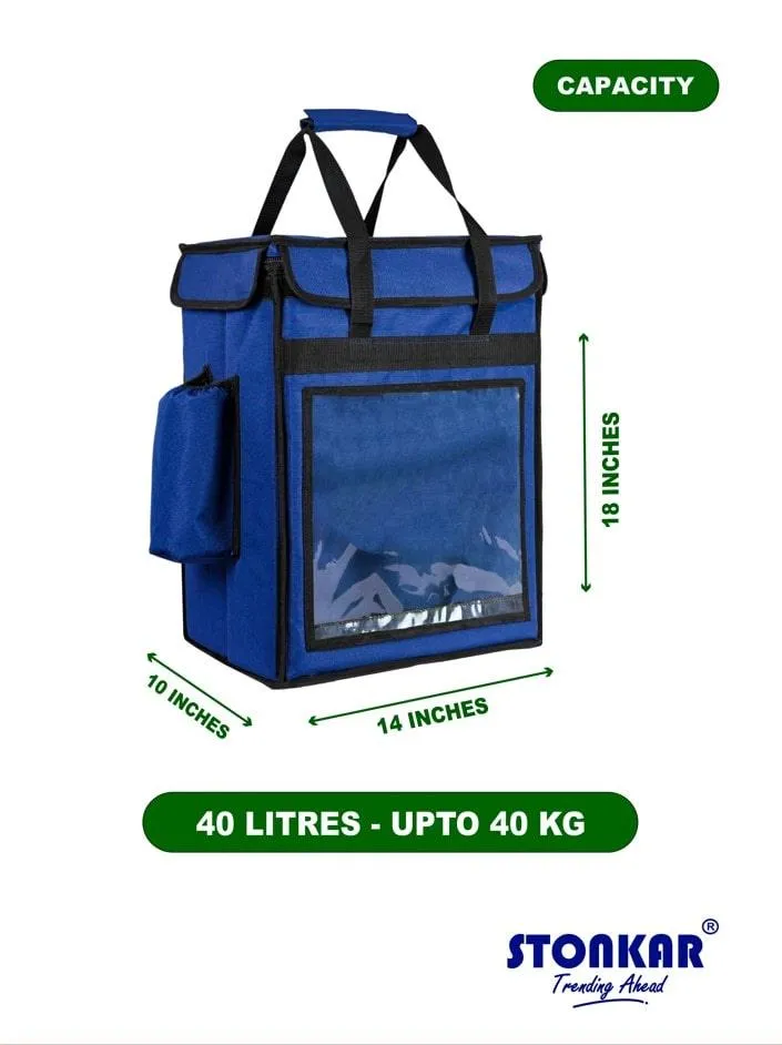 Insulated Delivery Bag | Thermal Bag for Hot and Cold Delivery | Size 18" Inch (Blue)