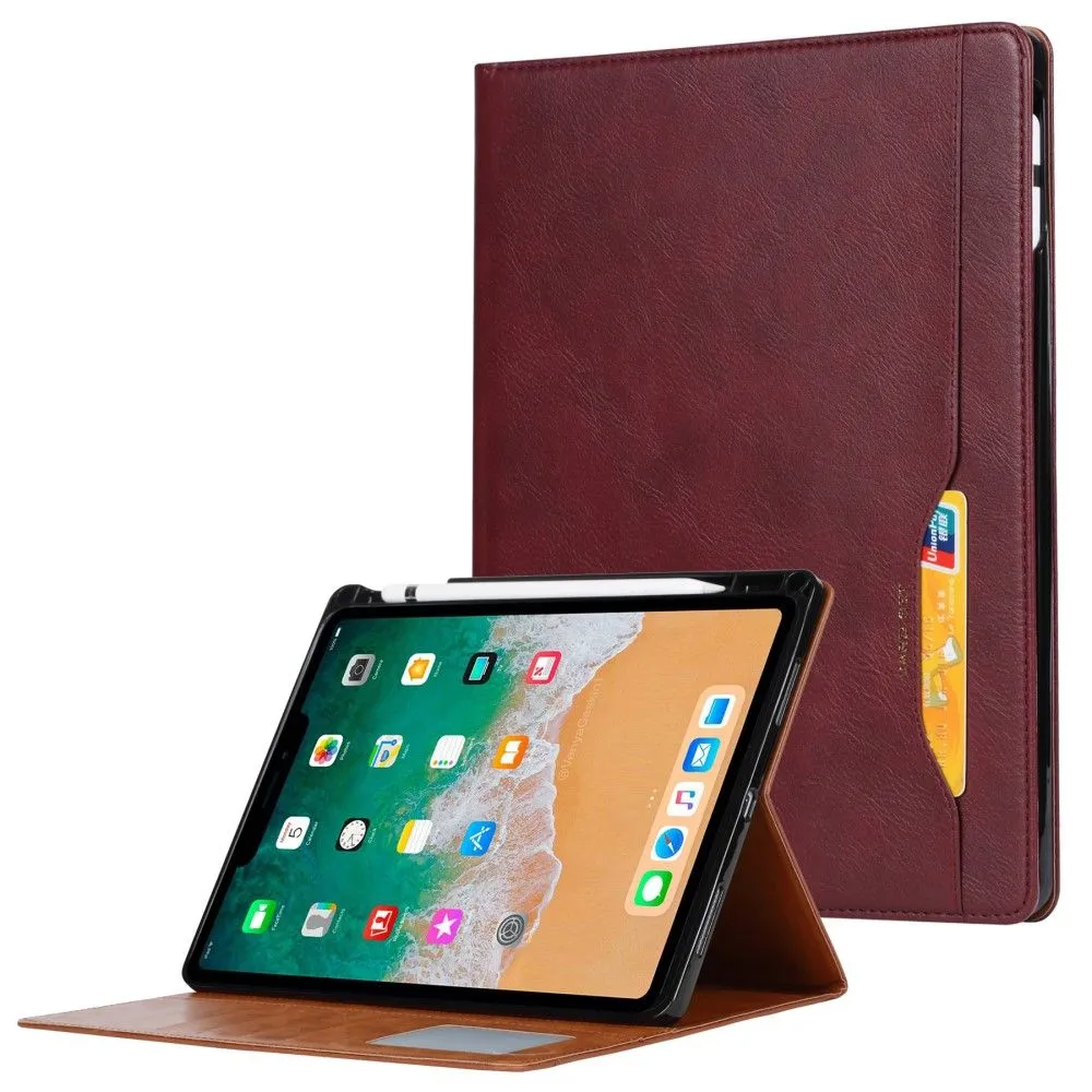 iPad Mini 6 (2021) wallet design leather flip case with pen slot - Wine Red