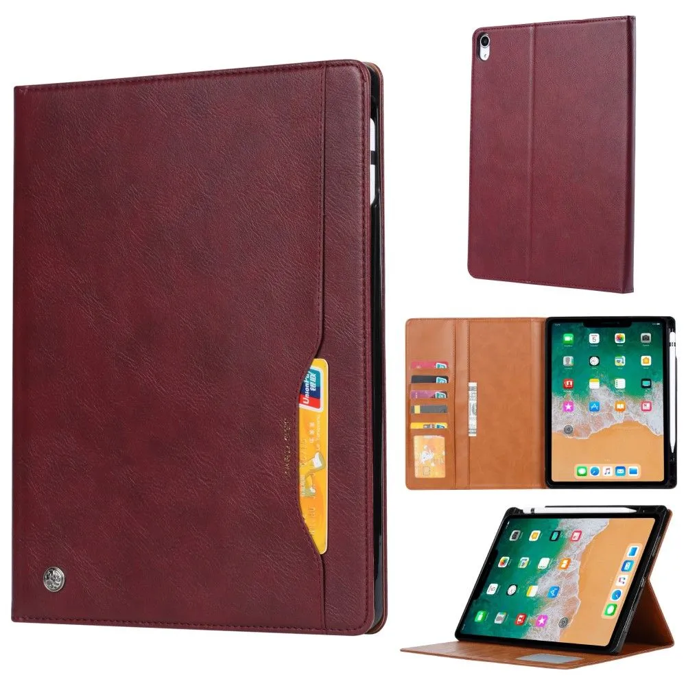 iPad Mini 6 (2021) wallet design leather flip case with pen slot - Wine Red