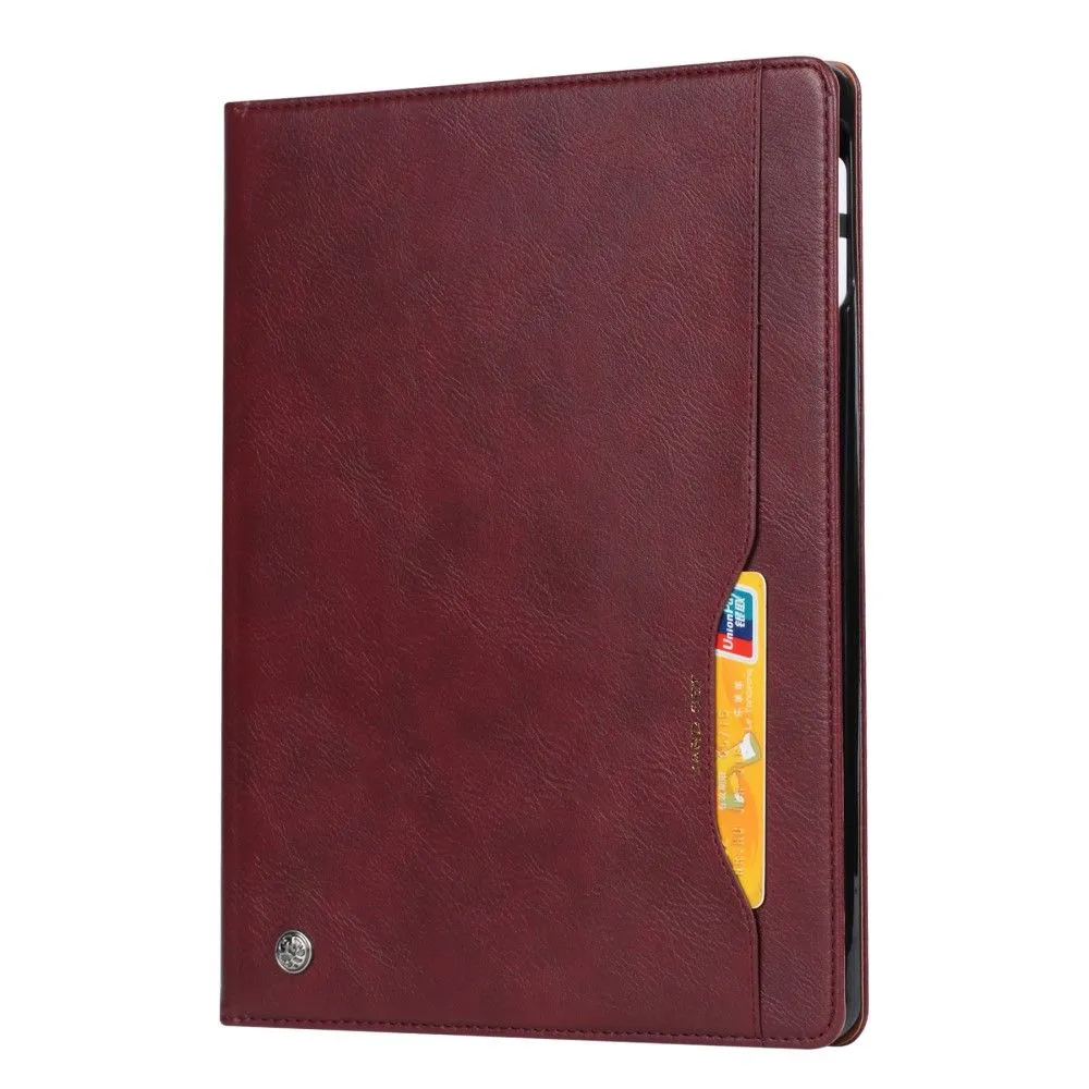 iPad Mini 6 (2021) wallet design leather flip case with pen slot - Wine Red