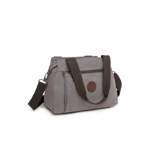 Kono Canvas Multi-Functional Cross Body Bag - Grey | Stylish & Durable Tote for Travel, Work & More