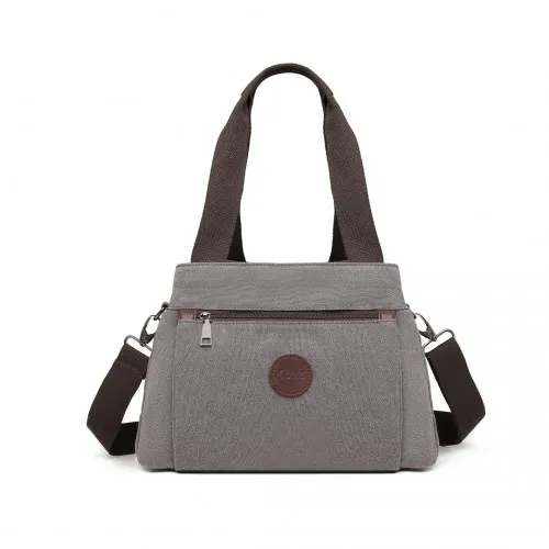 Kono Canvas Multi-Functional Cross Body Bag - Grey | Stylish & Durable Tote for Travel, Work & More