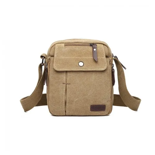 Kono Multi Pocket Cross Body Shoulder Bag - Khaki | Stylish & Durable Canvas Bag