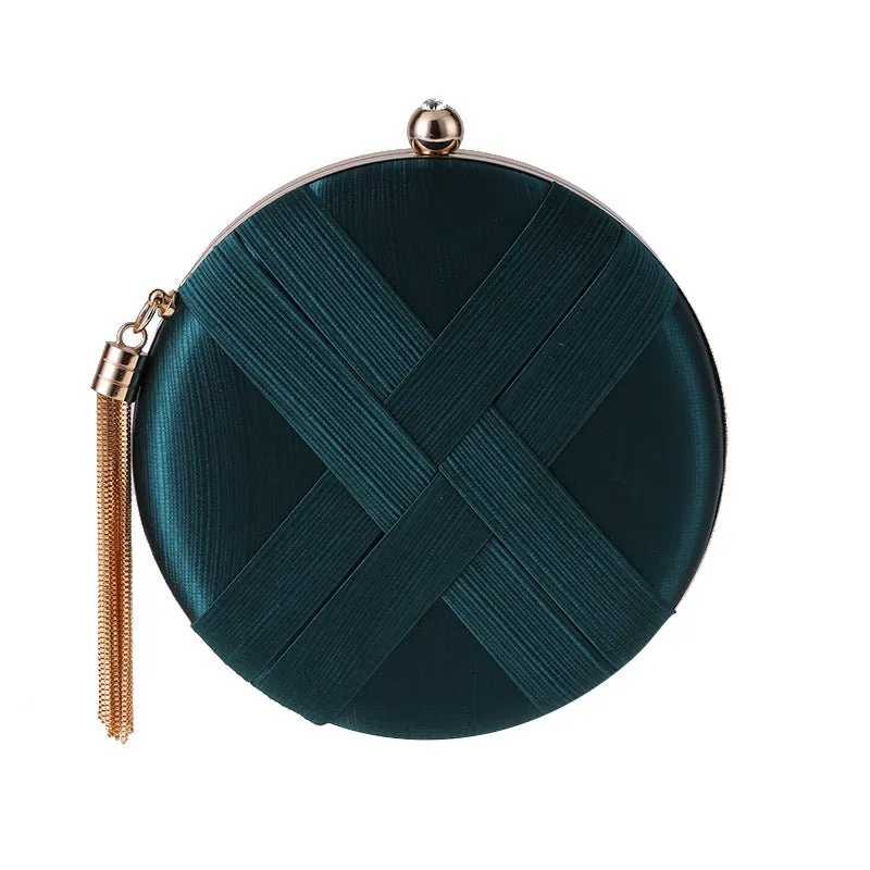 Luxy Moon Round Women Stripe Weaving Evening Bags