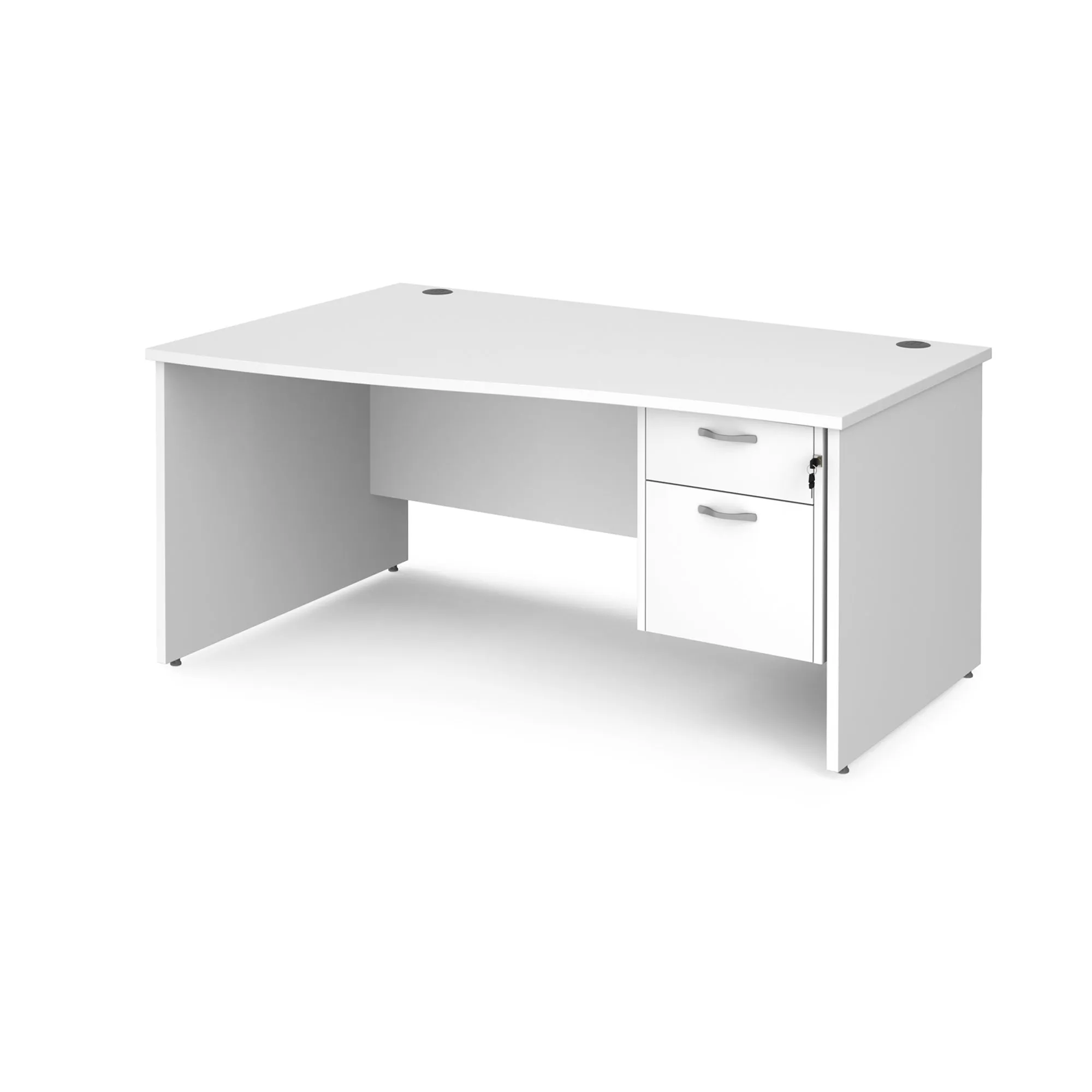 Maestro 25 panel leg left hand wave desk with 2 drawer pedestal