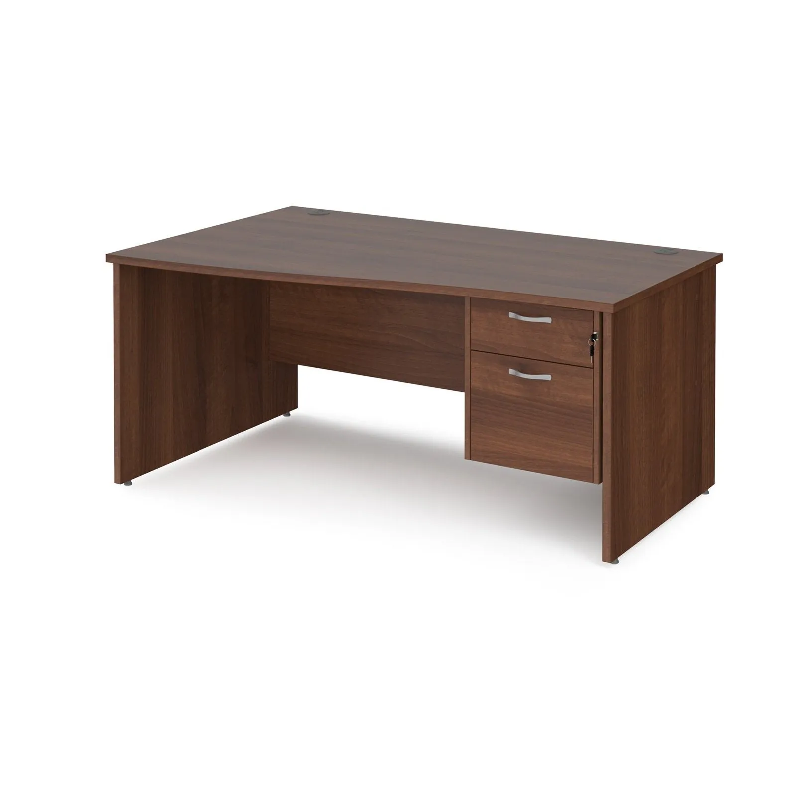 Maestro 25 panel leg left hand wave desk with 2 drawer pedestal