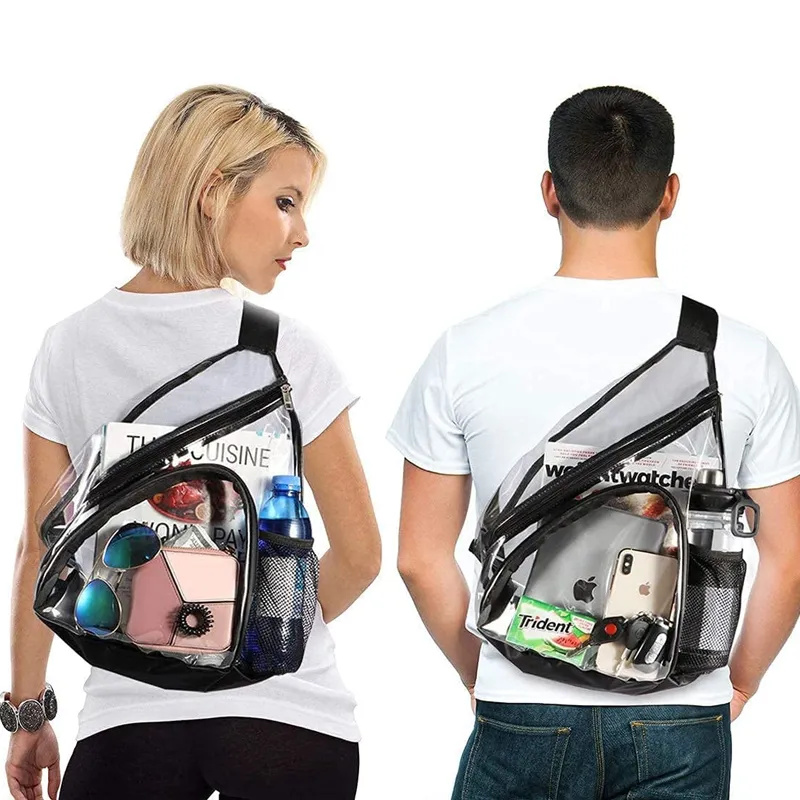 Men Women Waterproof Lightweight Transparent PVC Shoulder Bag