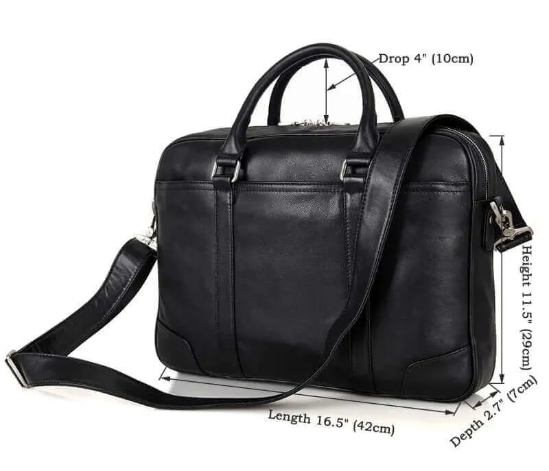 Men's Black Leather Briefcase - Versatile Work & Laptop Bag