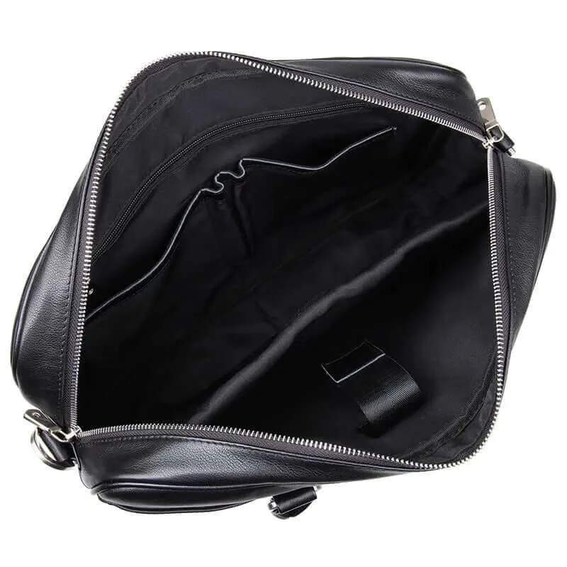 Men's Black Leather Briefcase - Versatile Work & Laptop Bag