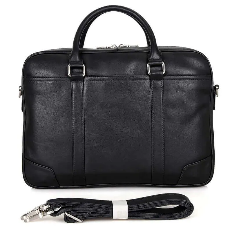 Men's Black Leather Briefcase - Versatile Work & Laptop Bag