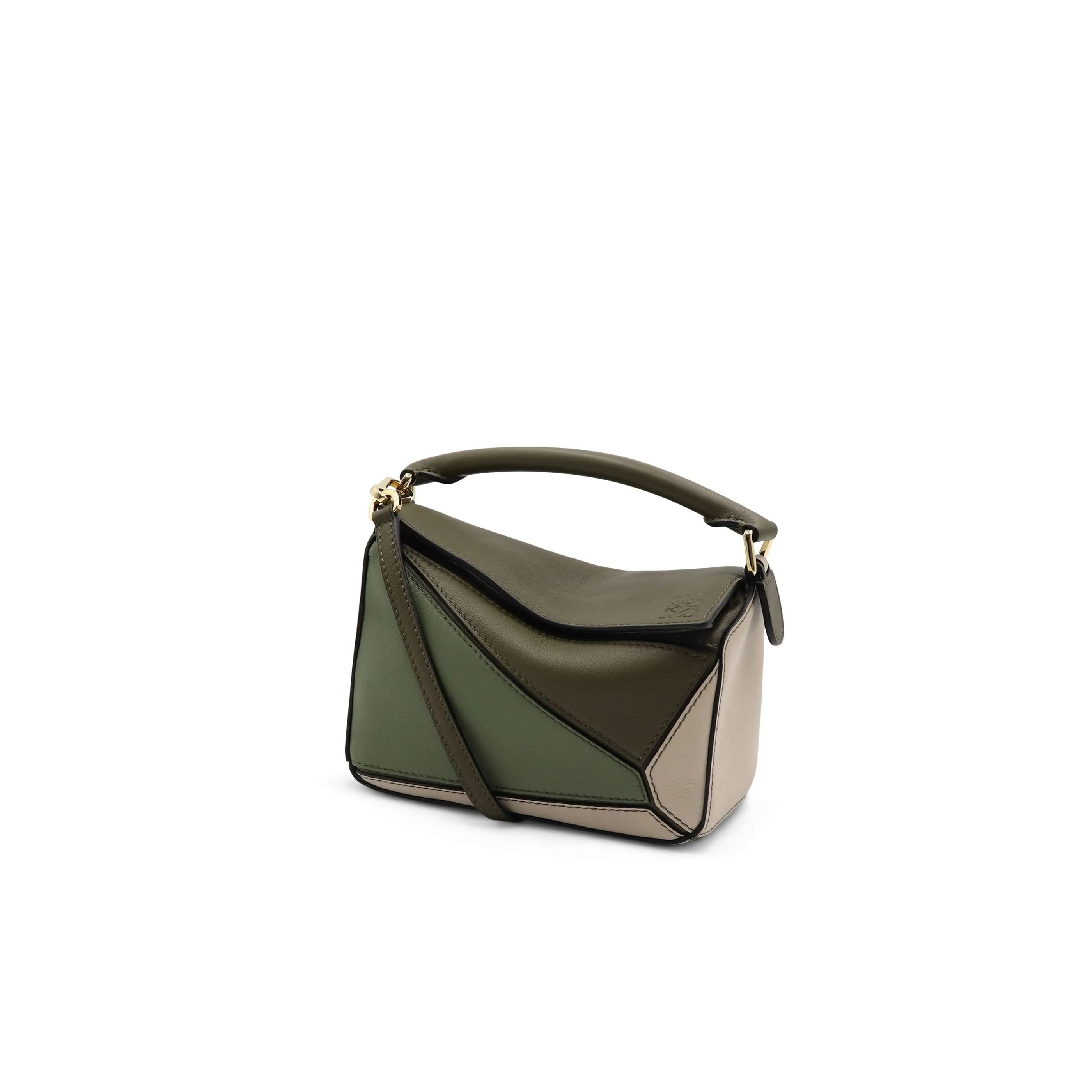 Mini Puzzle Bag in Classic Calfskin in Green/Light Oat