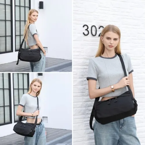 Miss Lulu Ultra-Light Water-Resistant Urban Casual Commuter Crossbody Bag - Black | Stylish & Practical