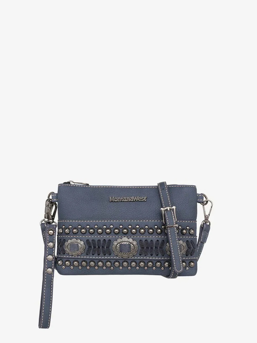 Montana West Concho Studs Crossbody Wristlet