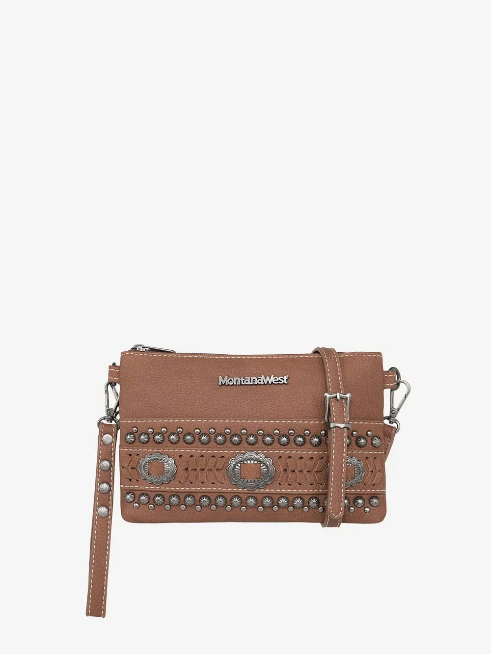 Montana West Concho Studs Crossbody Wristlet