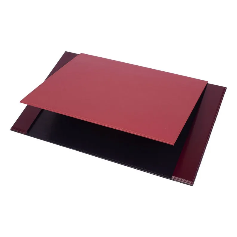 MOOG Leather Desk Pad | Prestige Desk Pad Mahogany Wood Combination -Bordeaux Leather