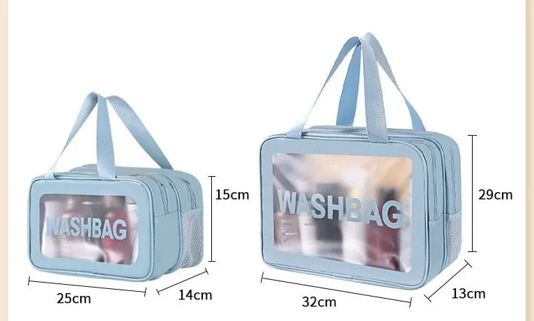 Multifunctional double-layer PU toiletry bag, dry and wet separation, niche storage bag, beach bag, large capacity cosmetic bag