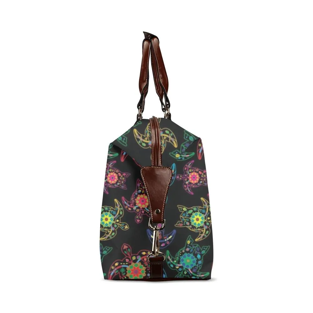 Neon Floral Turtles Classic Travel Bag