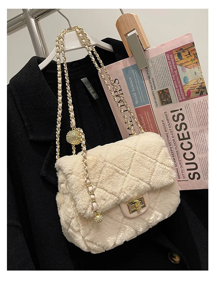 New fashion plush ladies Messenger bag small lady shoulder bag mobile phone ladies mini wallet and handbag evening bag