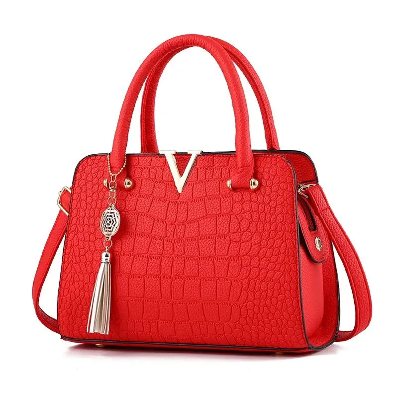 New Women's Bag European and American Casual Handbag Large Capacity Crocodile Pattern