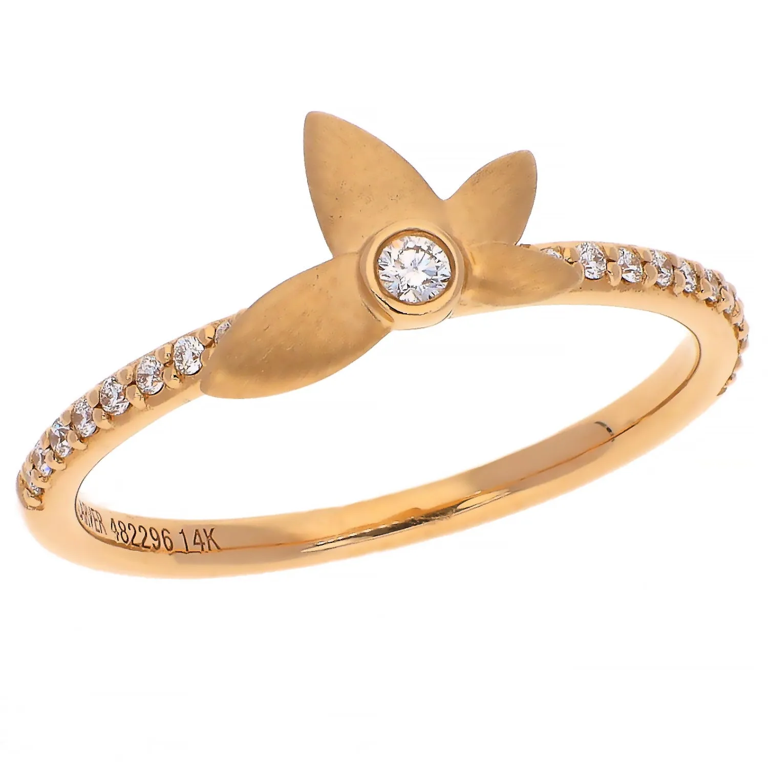 Noam Carver Fine Jewelry 14K Yellow Gold Diamond Ring with Floral Accent