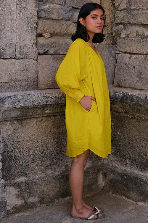 Okhai "Golden Amaltas" Pure Cotton Mul Mirrorwork Dress