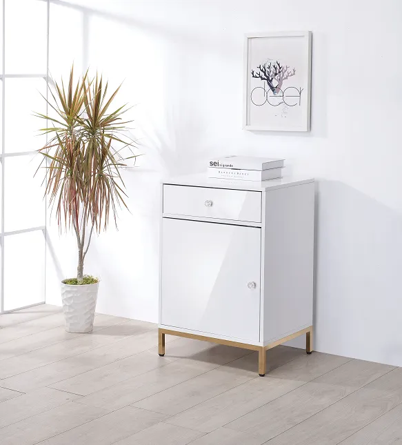 Ottey White High Gloss & Gold Cabinet