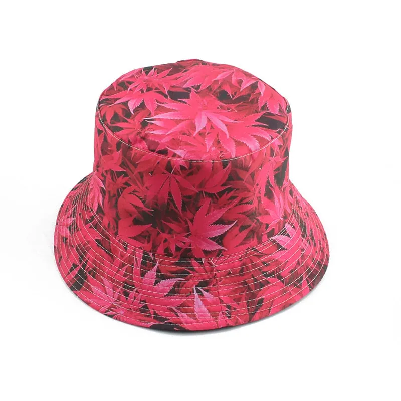 Panama Leaf Print Bucket Hat Hip Hop Fisherman Hat Men Women Outdoor Summer Casual Cotton Bob chapeau Visor Bucket Cap