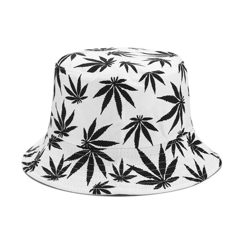 Panama Leaf Print Bucket Hat Hip Hop Fisherman Hat Men Women Outdoor Summer Casual Cotton Bob chapeau Visor Bucket Cap