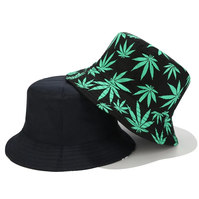 Panama Leaf Print Bucket Hat Hip Hop Fisherman Hat Men Women Outdoor Summer Casual Cotton Bob chapeau Visor Bucket Cap