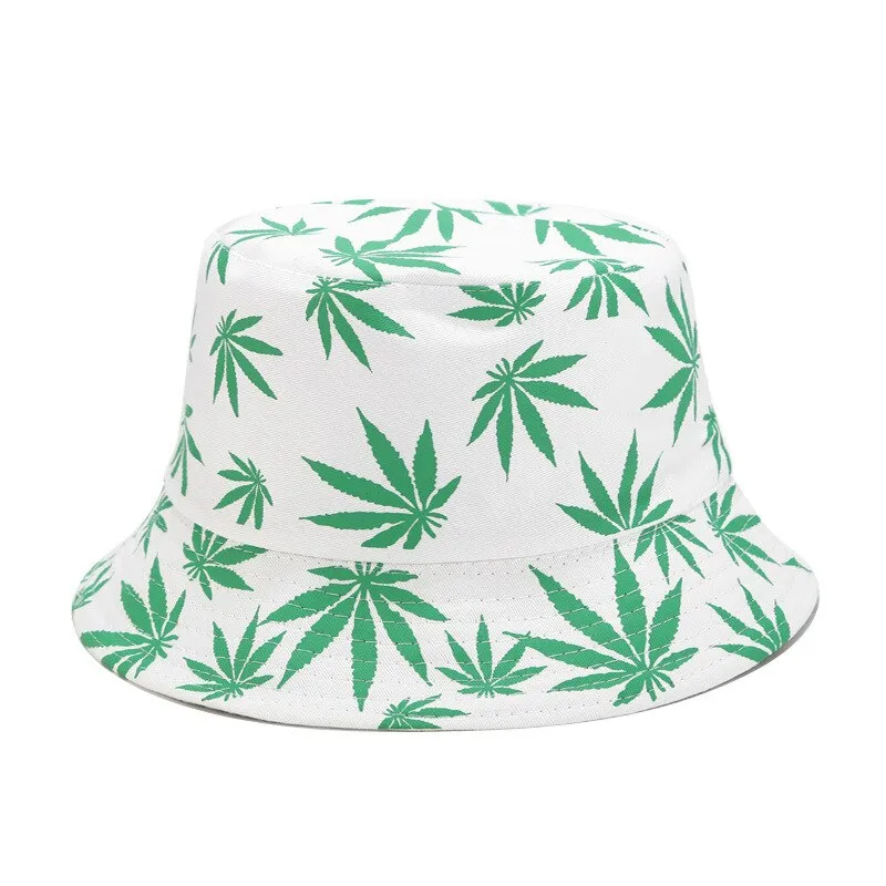 Panama Leaf Print Bucket Hat Hip Hop Fisherman Hat Men Women Outdoor Summer Casual Cotton Bob chapeau Visor Bucket Cap